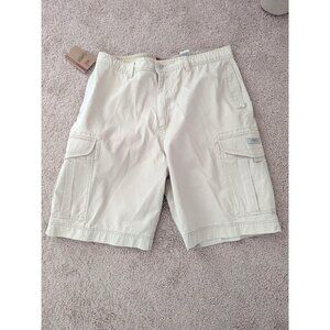 Unionbay Mens Cargo Shorts Loose Fit Size 40 Beige 100% Cotton With Pockets-709l